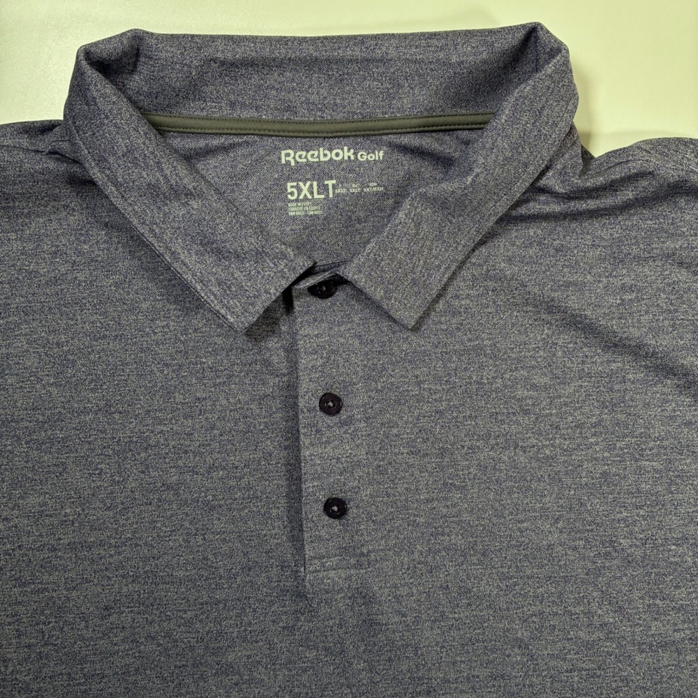 Reebok Golf Polo Shirt 5XLT Tall Purple Heathered Short Sleeve Performance
